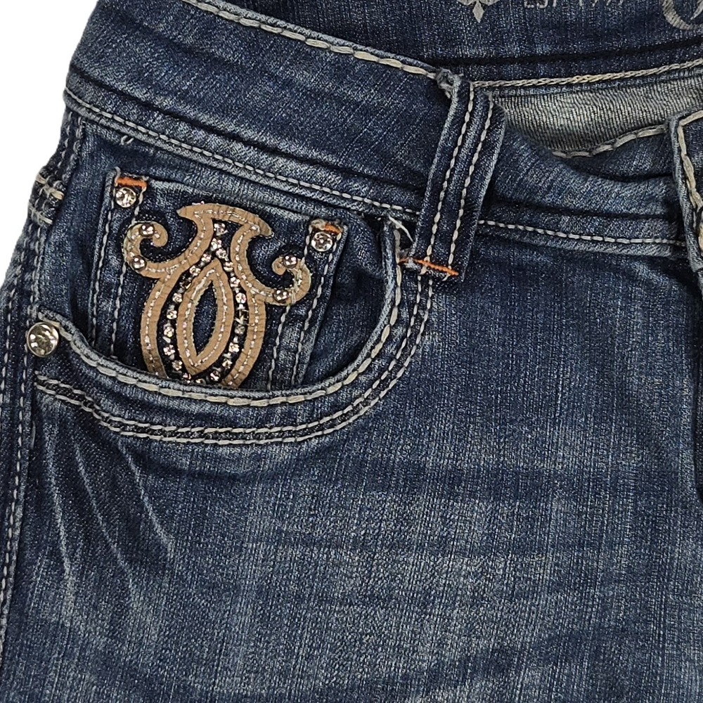 Cello Women Preppy Embroidered Bootcut Jeans Size 9 Mid Wash Y2K - Picture 5 of 15